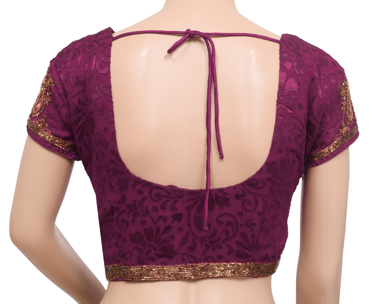 Sushila Vintage Magenta Purple Stitched Sari Blouse Silk Woven Designer Choli 34"