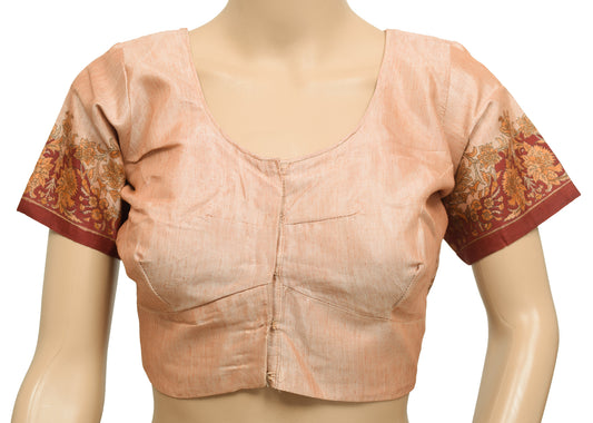 Sushila Vintage Readymade 34"Sari Blouse Silk Printed Floral Designer Top