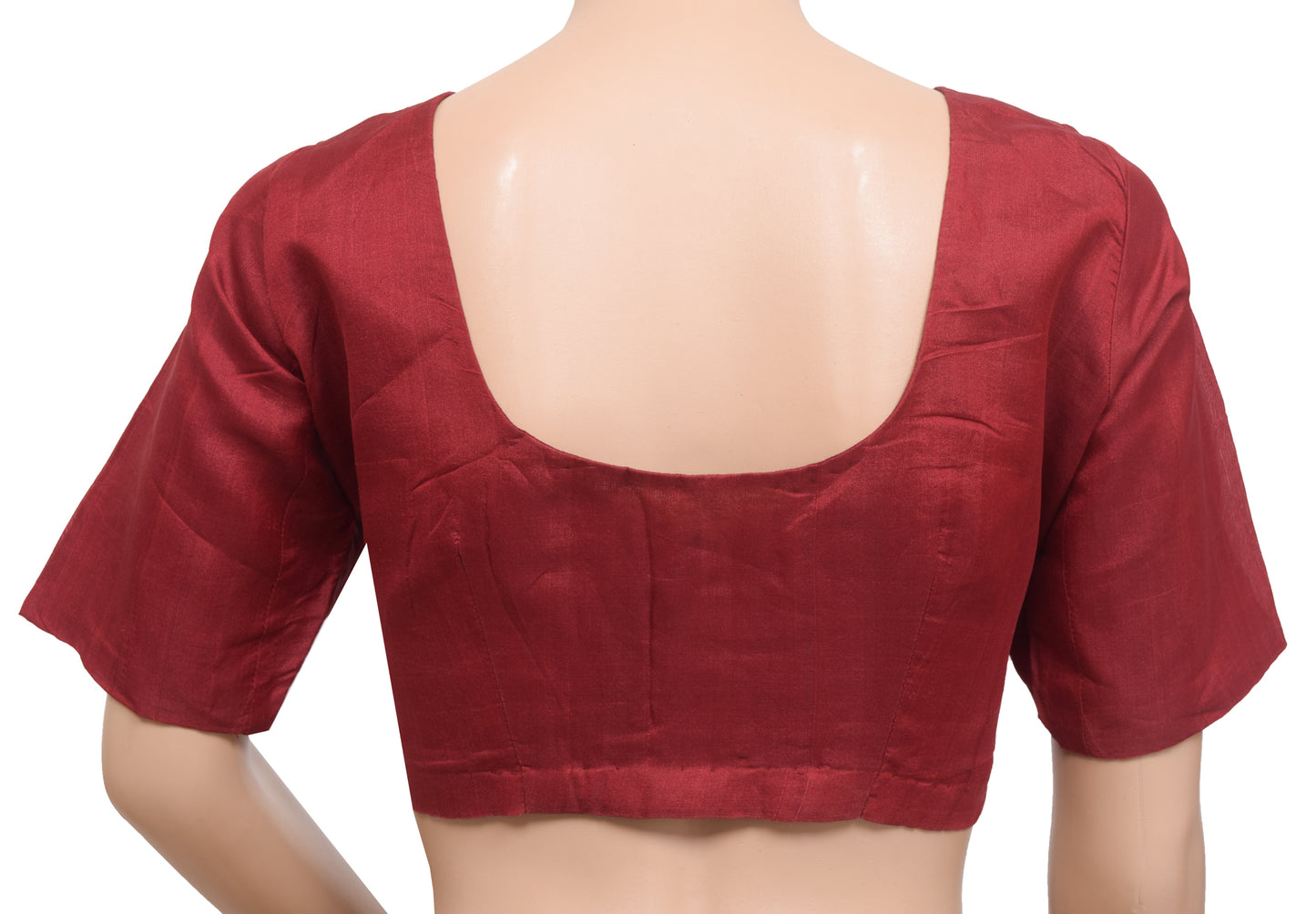 Sushila Vintage Readymade 36" Sari Blouse Pure Silk Maroon Plain Choli Top