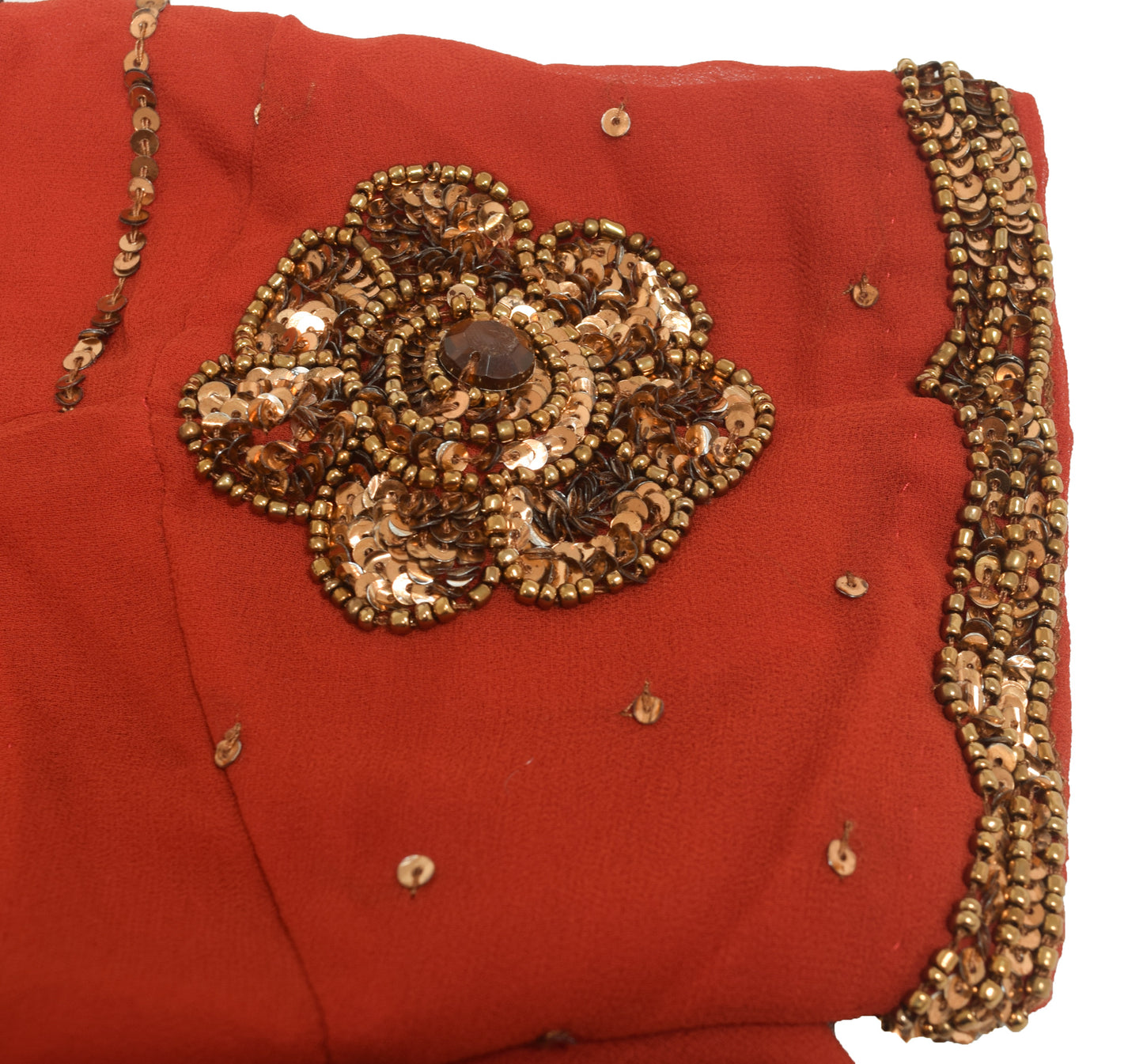 Sushila Vintage Readymade 36"Sari Blouse Georgette Hand Beaded Floral Top