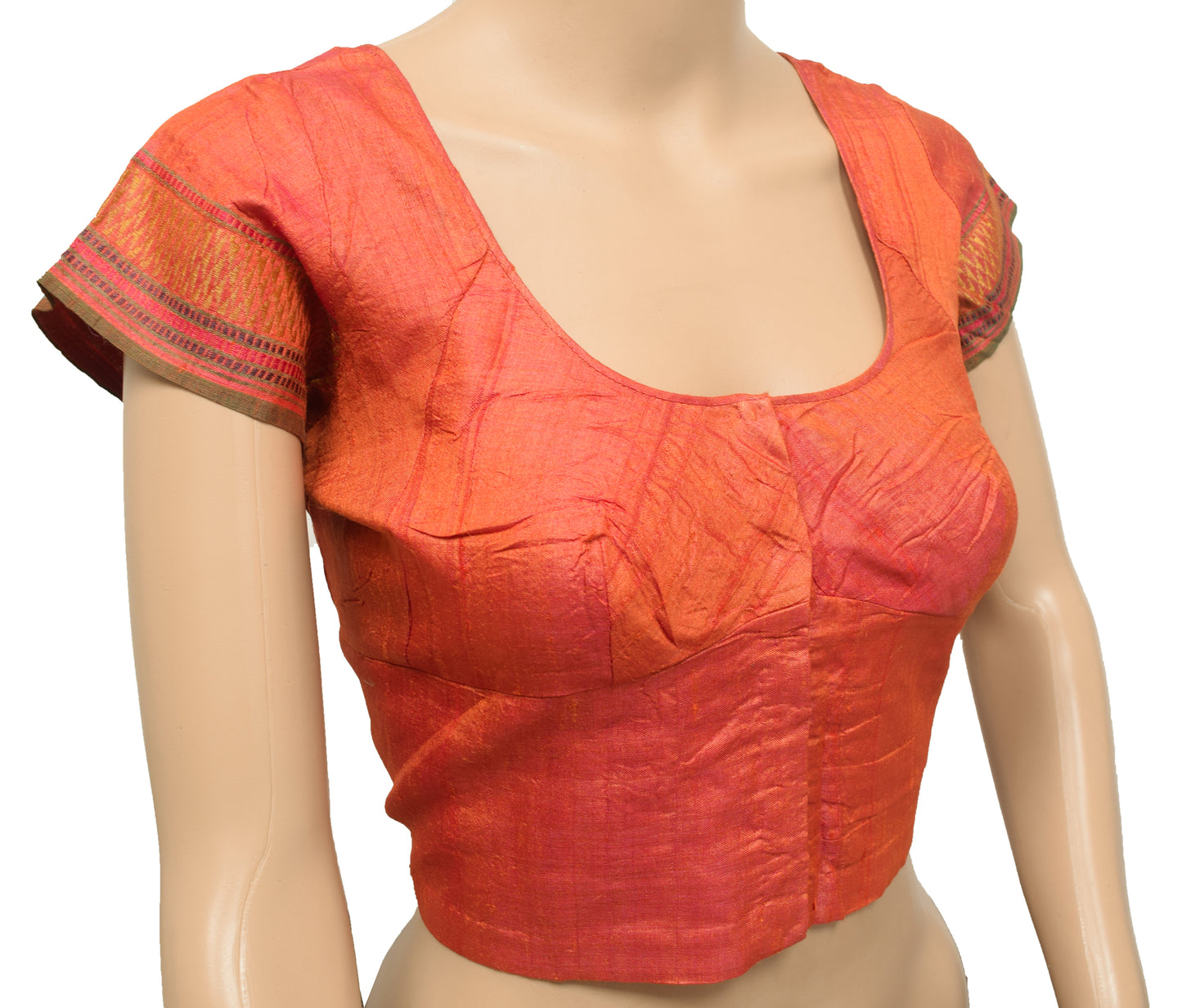 Sushila Vintage Dual Tone Stitched Sari Blouse Pure Silk Woven Designer Choli 38"