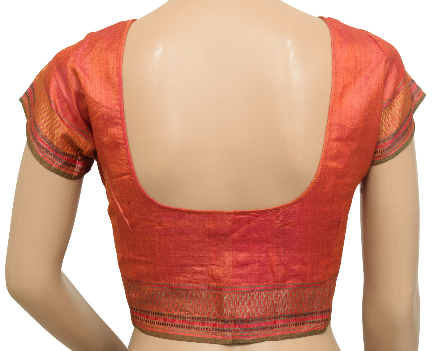 Sushila Vintage Dual Tone Stitched Sari Blouse Pure Silk Woven Designer Choli 38"