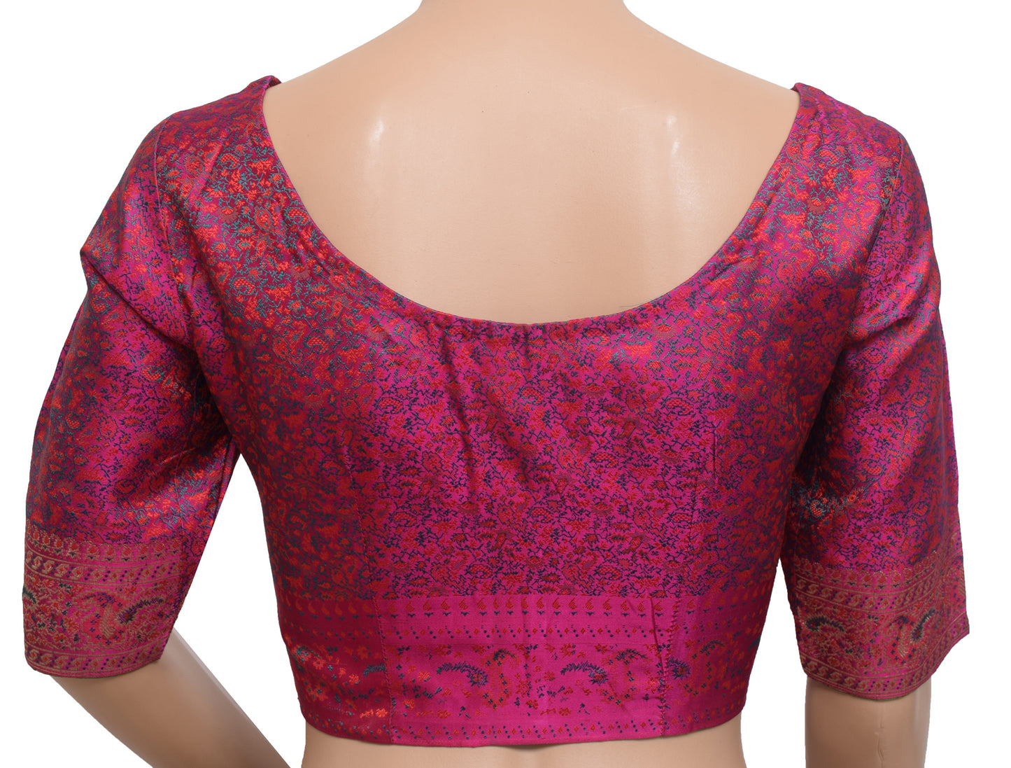 Sushila Vintage Stitched Magenta Banarasi Sari Blouse Silk 34" Woven Choli