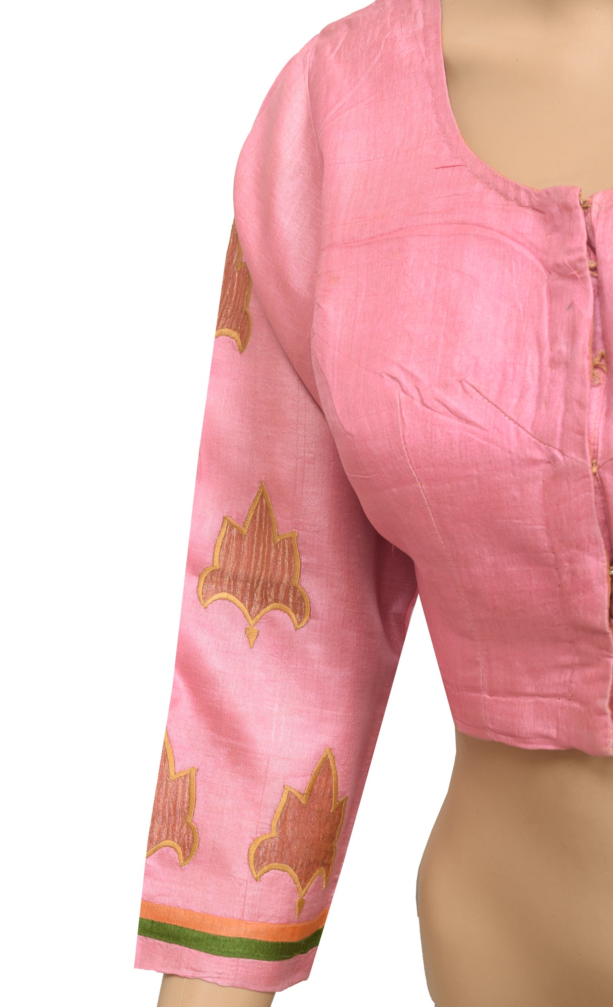 Sushila Vintage Pink Readymade Stitched Sari Blouse Silk Floral Designer Choli 34"