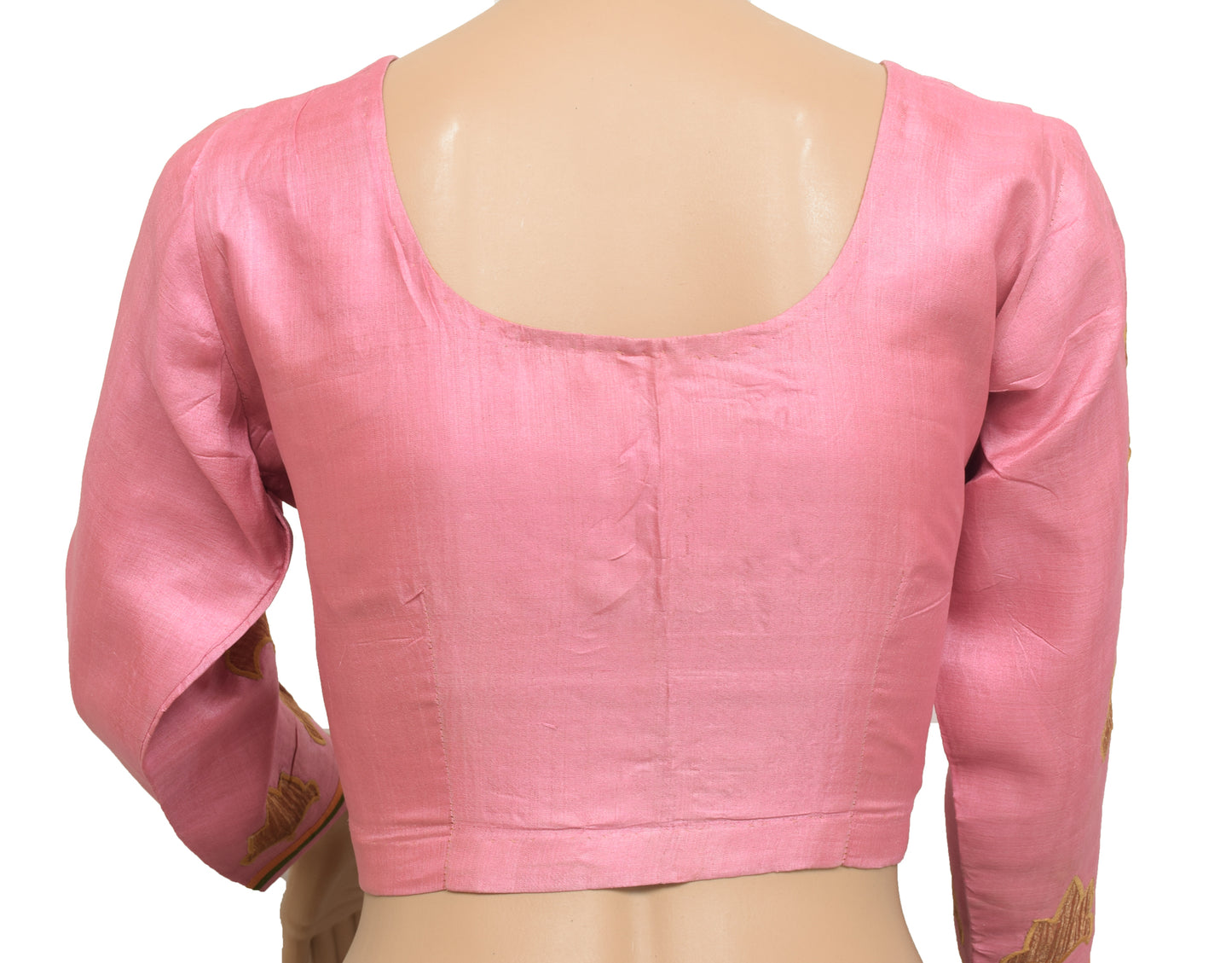 Sushila Vintage Pink Readymade Stitched Sari Blouse Silk Floral Designer Choli 34"