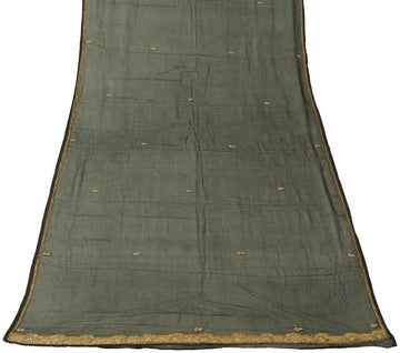 Sushila Vintage Black Dupatta Pure Chiffon Silk Hand Beaded Long Stole Scarves