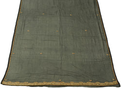 Sushila Vintage Black Dupatta Pure Chiffon Silk Hand Beaded Long Stole Scarves