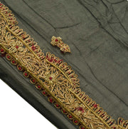 Sushila Vintage Black Dupatta Pure Chiffon Silk Hand Beaded Long Stole Scarves