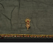 Sushila Vintage Black Dupatta Pure Chiffon Silk Hand Beaded Long Stole Scarves