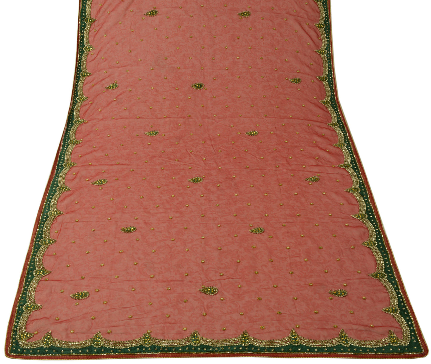 Sushila Vintage HEAVY Maroon Dupatta Blend Georgette Silk Hand Beaded Long Stole