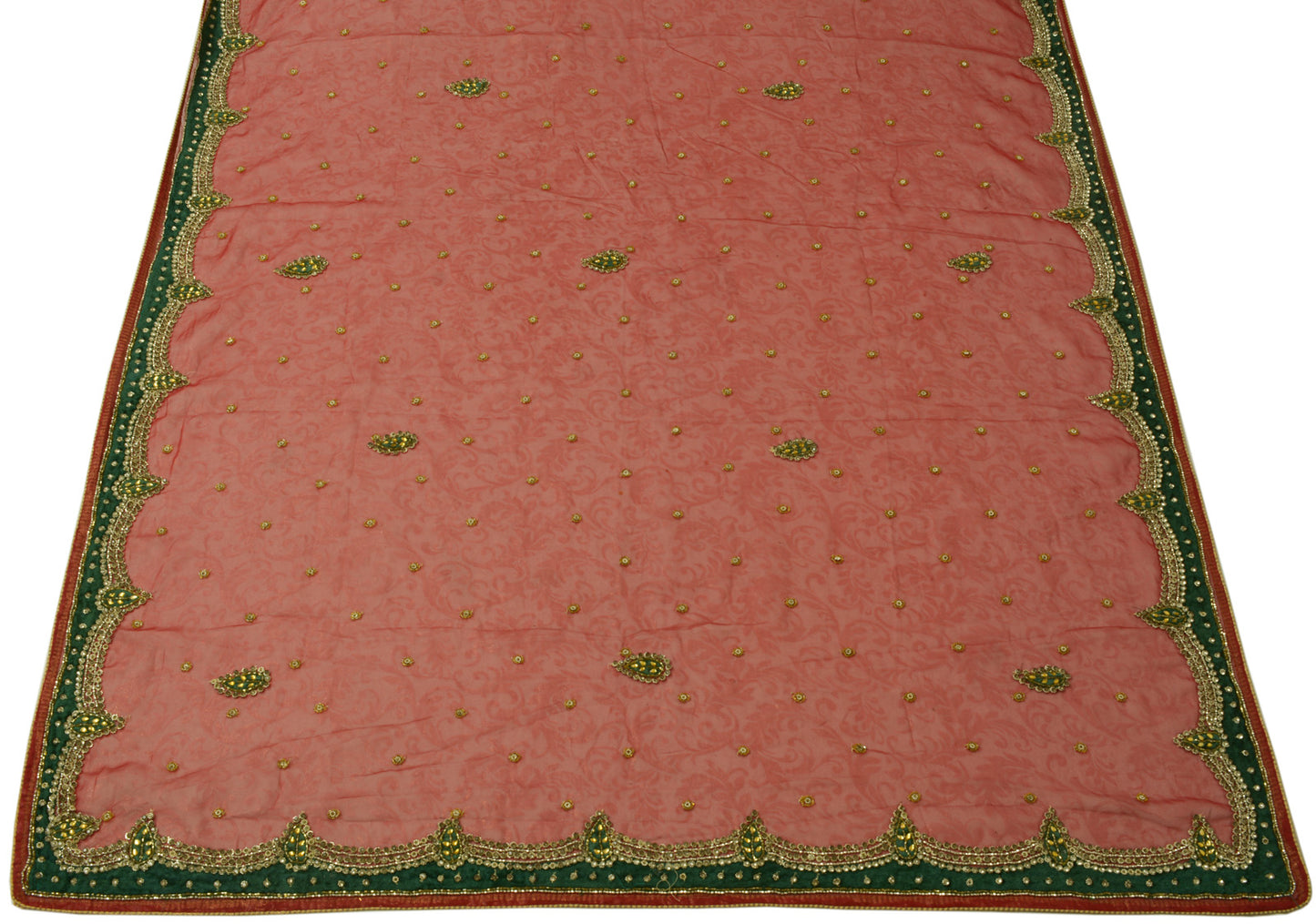 Sushila Vintage HEAVY Maroon Dupatta Blend Georgette Silk Hand Beaded Long Stole