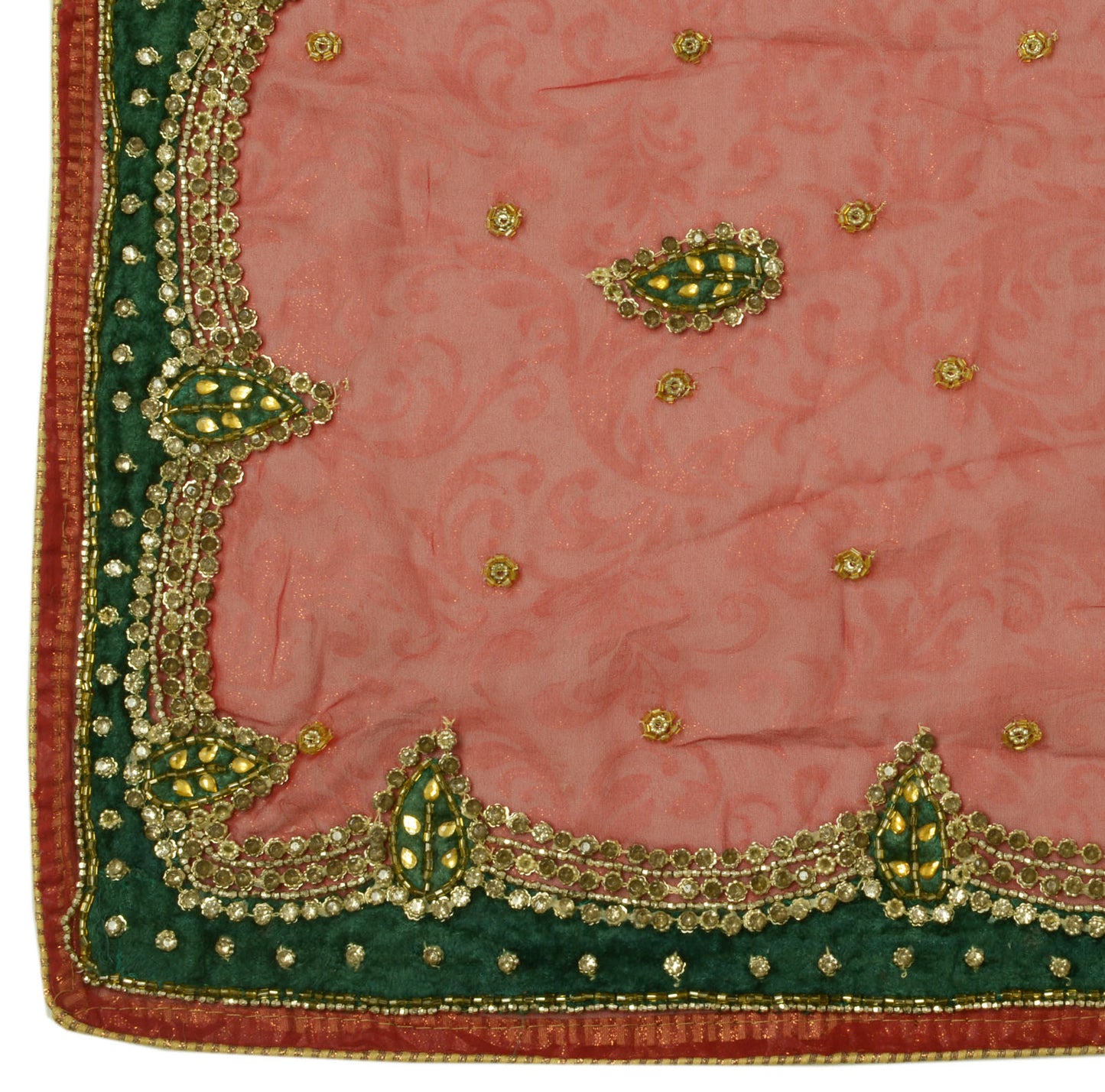 Sushila Vintage HEAVY Maroon Dupatta Blend Georgette Silk Hand Beaded Long Stole