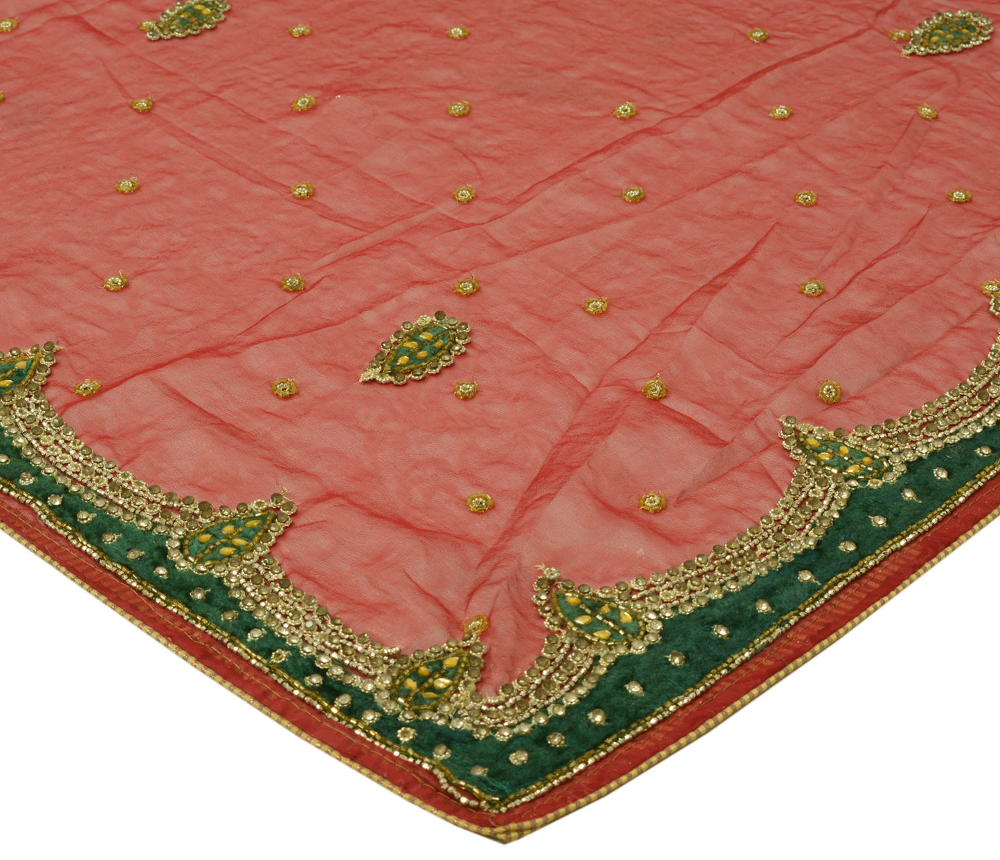 Sushila Vintage HEAVY Maroon Dupatta Blend Georgette Silk Hand Beaded Long Stole