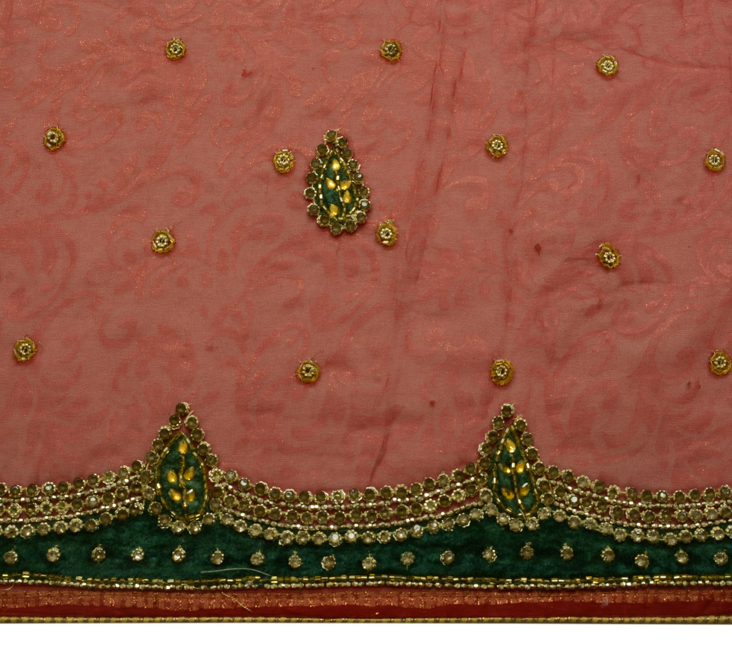 Sushila Vintage HEAVY Maroon Dupatta Blend Georgette Silk Hand Beaded Long Stole