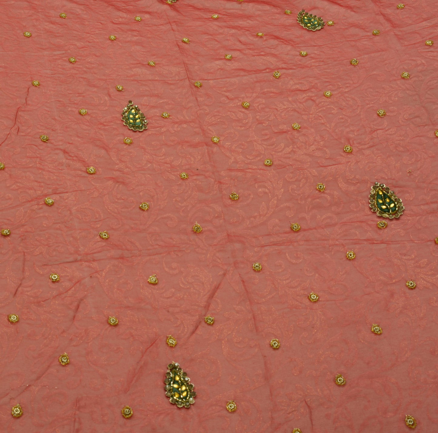 Sushila Vintage HEAVY Maroon Dupatta Blend Georgette Silk Hand Beaded Long Stole