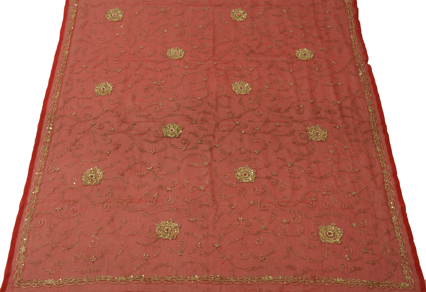 Sushila Vintage Red Dupatta Blend Georgette Silk Zari Embroidery Long Stole