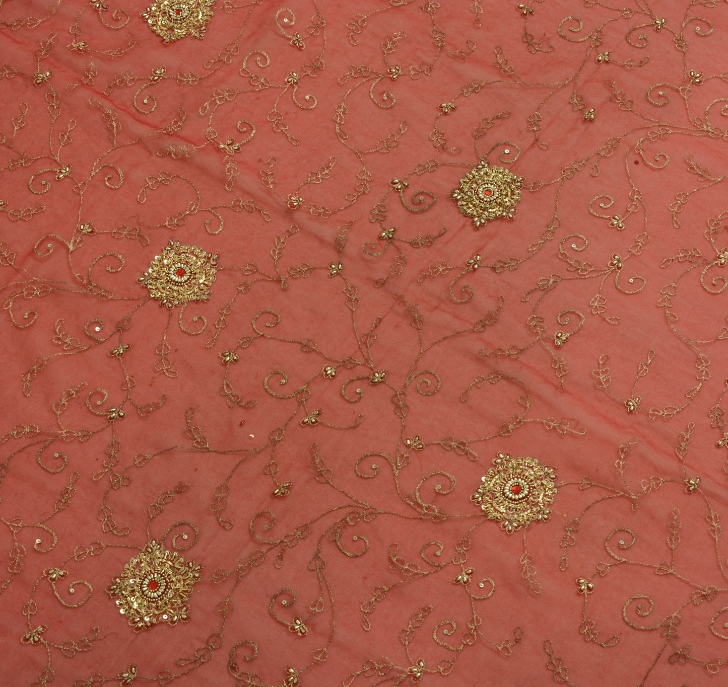 Sushila Vintage Red Dupatta Blend Georgette Silk Zari Embroidery Long Stole