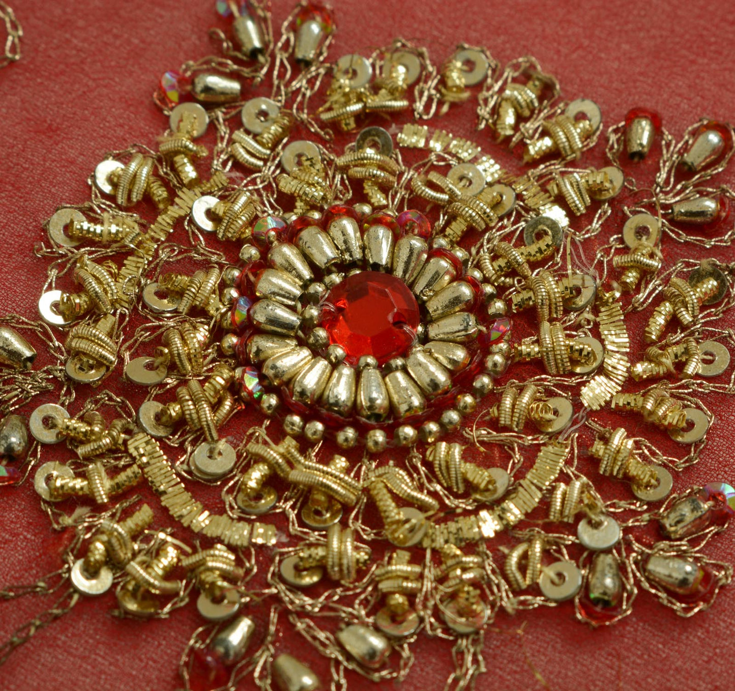 Sushila Vintage Red Dupatta Blend Georgette Silk Zari Embroidery Long Stole