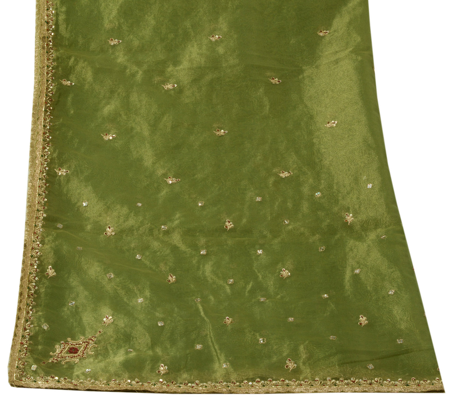 Sushila Vintage Green Dupatta Art Silk Zari Woven Embroidered Beaded Long Stole