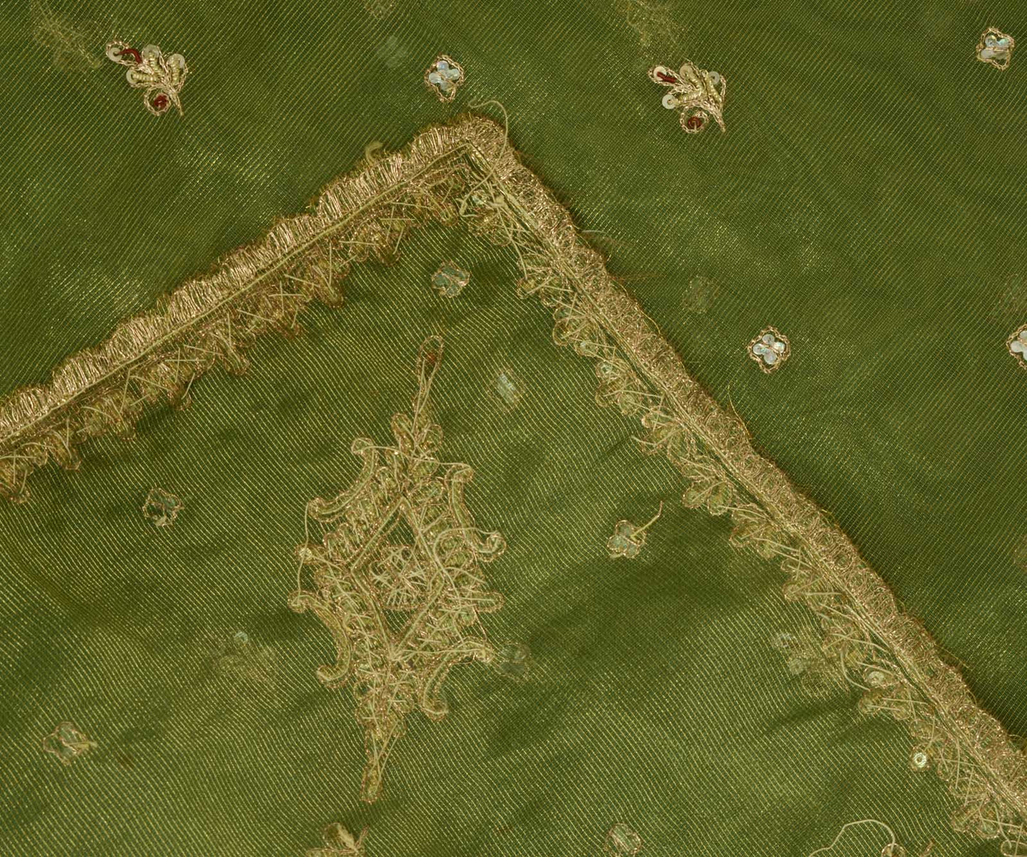 Sushila Vintage Green Dupatta Art Silk Zari Woven Embroidered Beaded Long Stole