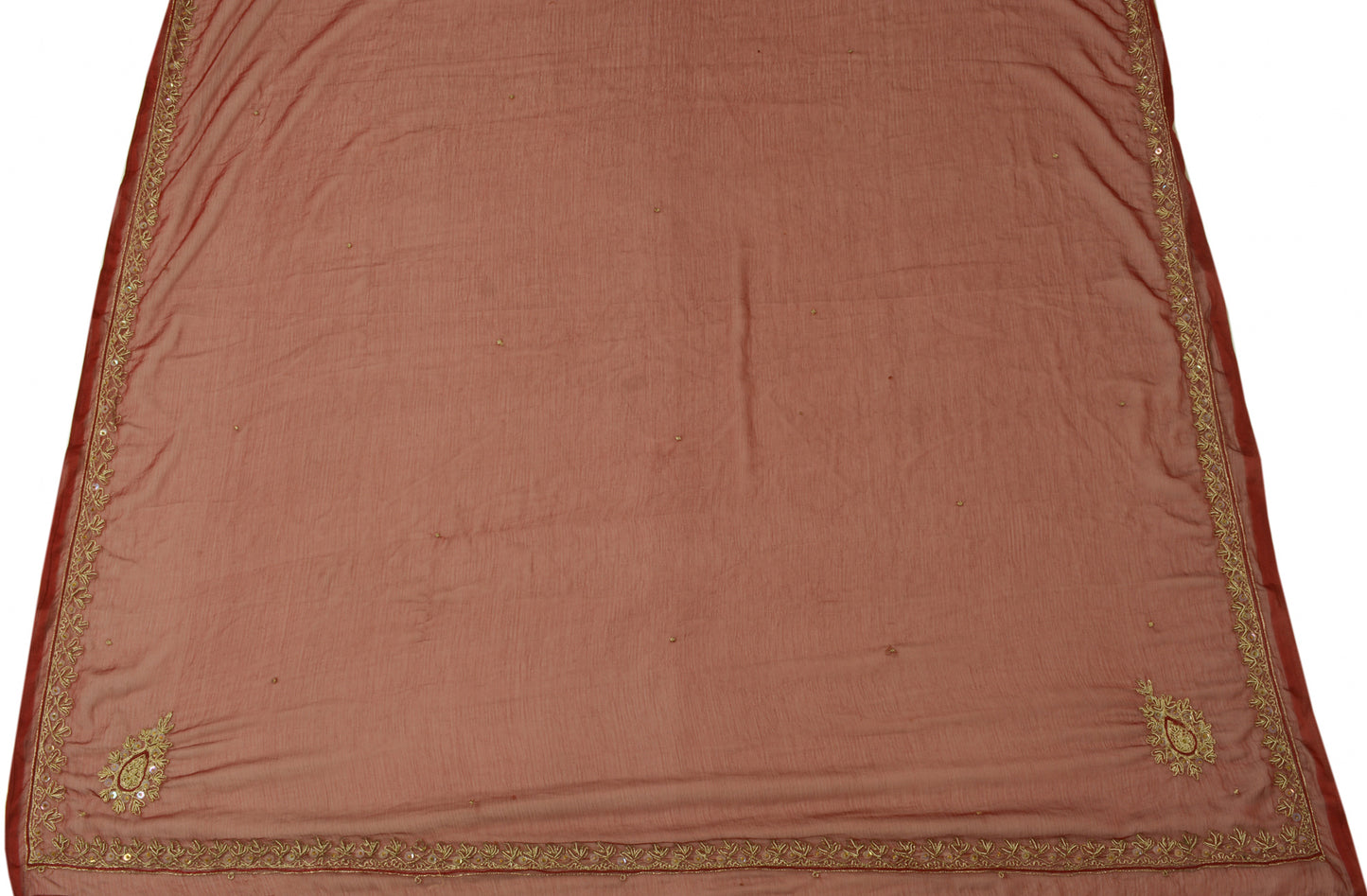 Sushila Vintage Burgundy Dupatta Pure Chiffon Silk Embroidered Beaded Long Stole