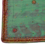 Sushila Vintage Green Dupatta Pure Chiffon SIlk Tie-Dye Sequins Work Long Stole