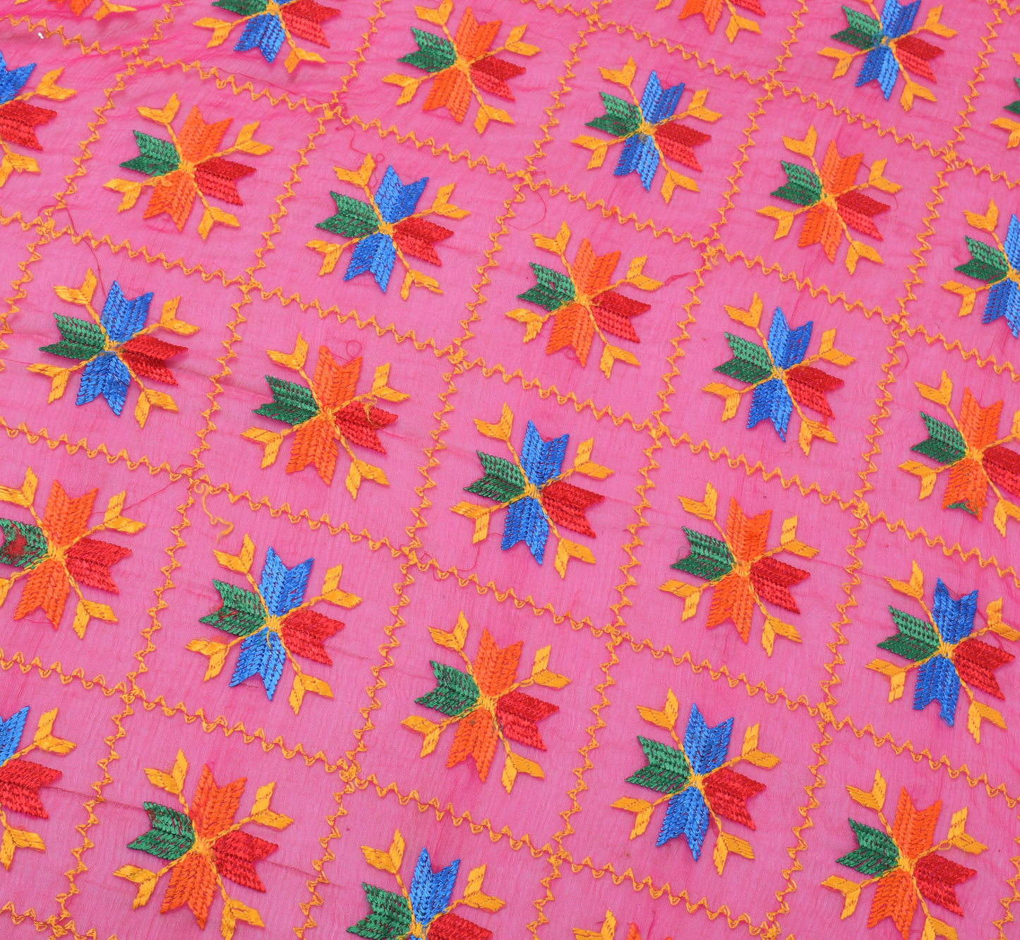 Sushila Vintage Pink Dupatta Pure Chiffon Silk Embroidered Long Stole Scarves