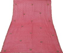 Sushila Vintage Red Dupatta Pure Chiffon Silk Sequins Embroidered Long Stole