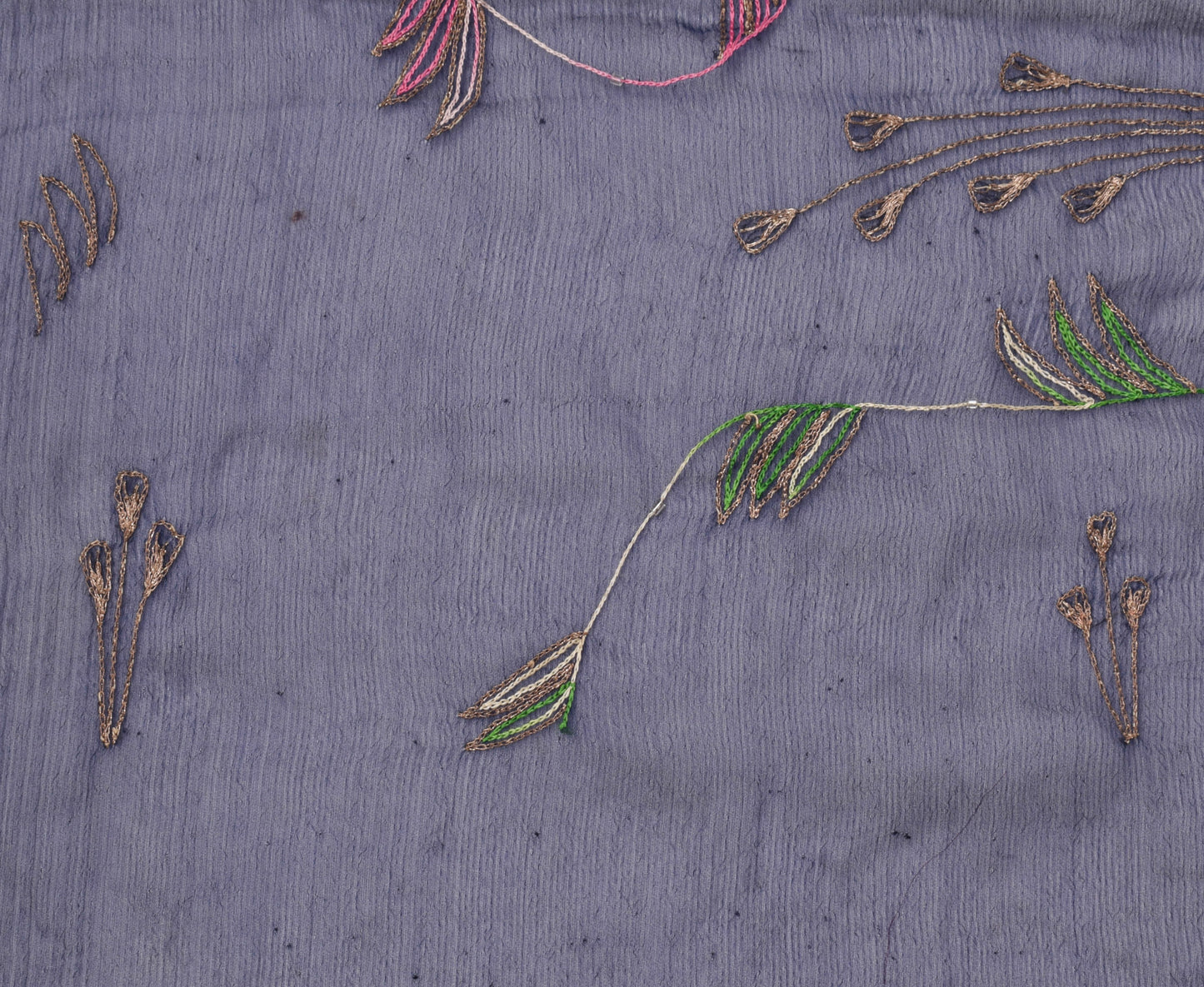 Sushila Vintage Dark Blue Dupatta Blend Chiffon Silk Embroidered Long Stole Veil