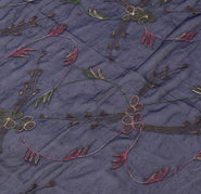 Sushila Vintage Dark Blue Dupatta Blend Chiffon Silk Embroidered Long Stole Veil
