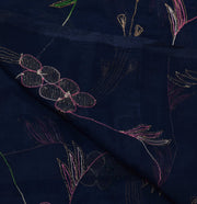Sushila Vintage Dark Blue Dupatta Blend Chiffon Silk Embroidered Long Stole Veil