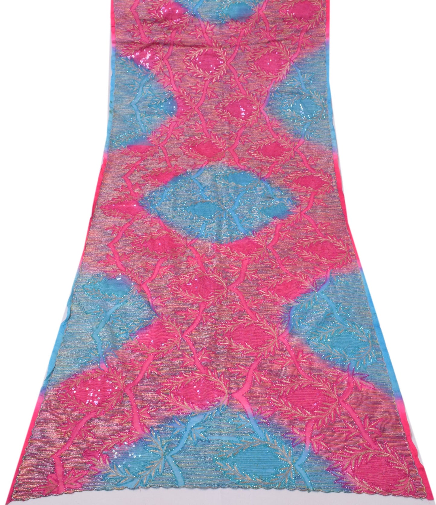 Sushila Vintage Magenta Dupatta Blend Chiffon Silk Sequins Work Long Stole Veil