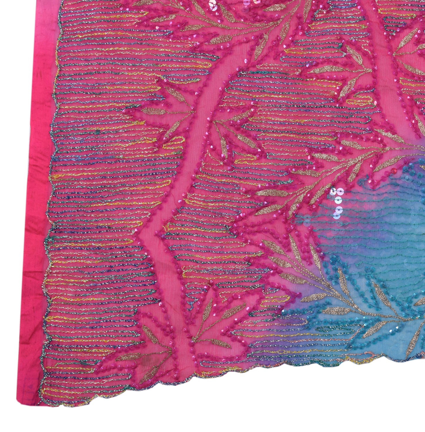Sushila Vintage Magenta Dupatta Blend Chiffon Silk Sequins Work Long Stole Veil