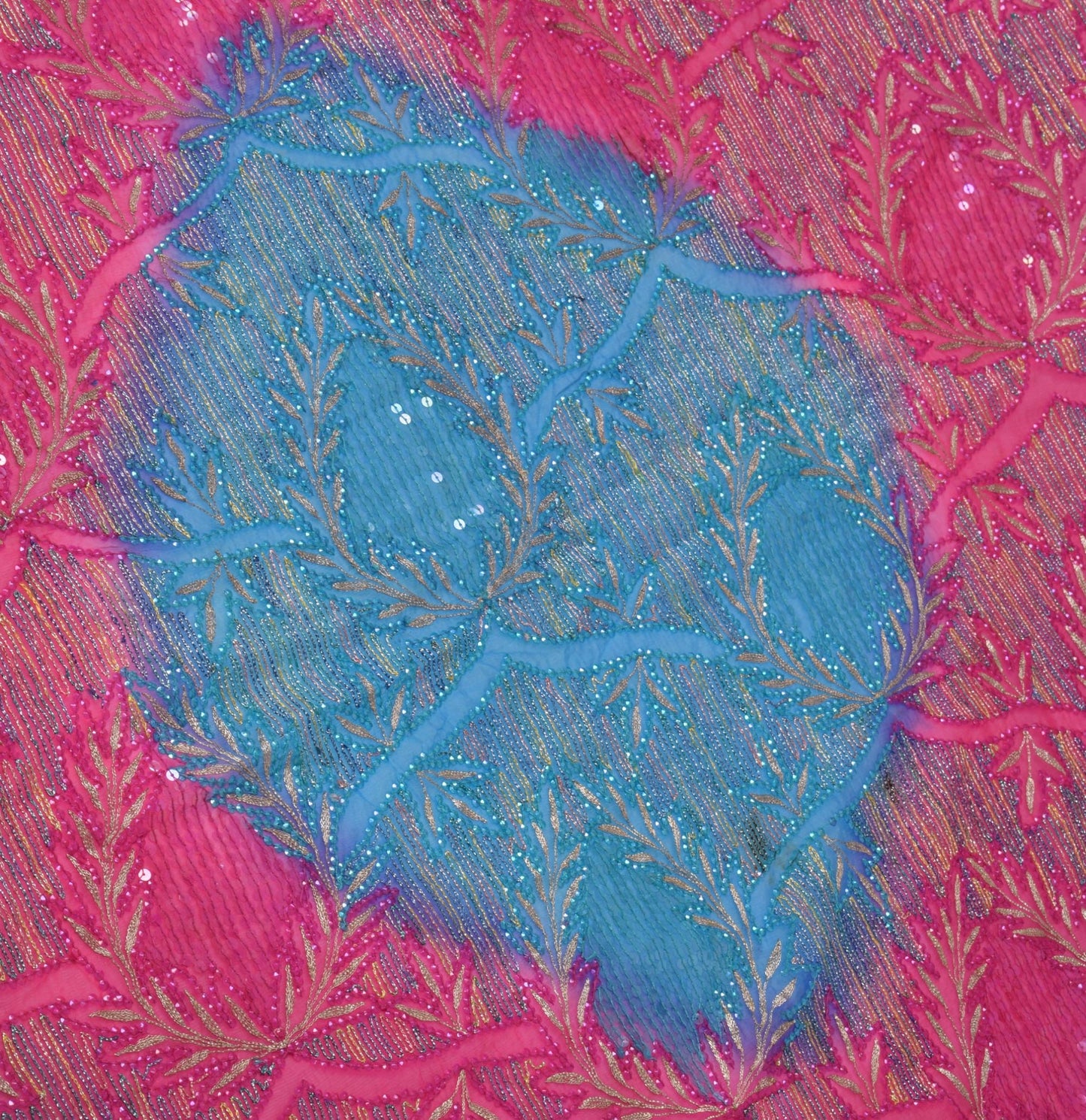 Sushila Vintage Magenta Dupatta Blend Chiffon Silk Sequins Work Long Stole Veil