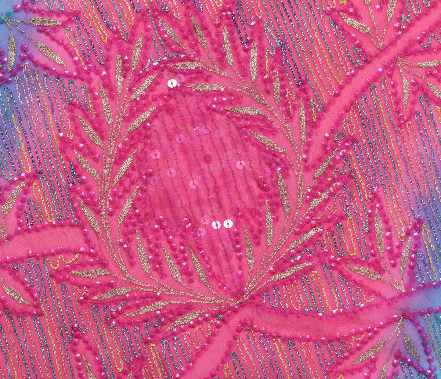 Sushila Vintage Magenta Dupatta Blend Chiffon Silk Sequins Work Long Stole Veil