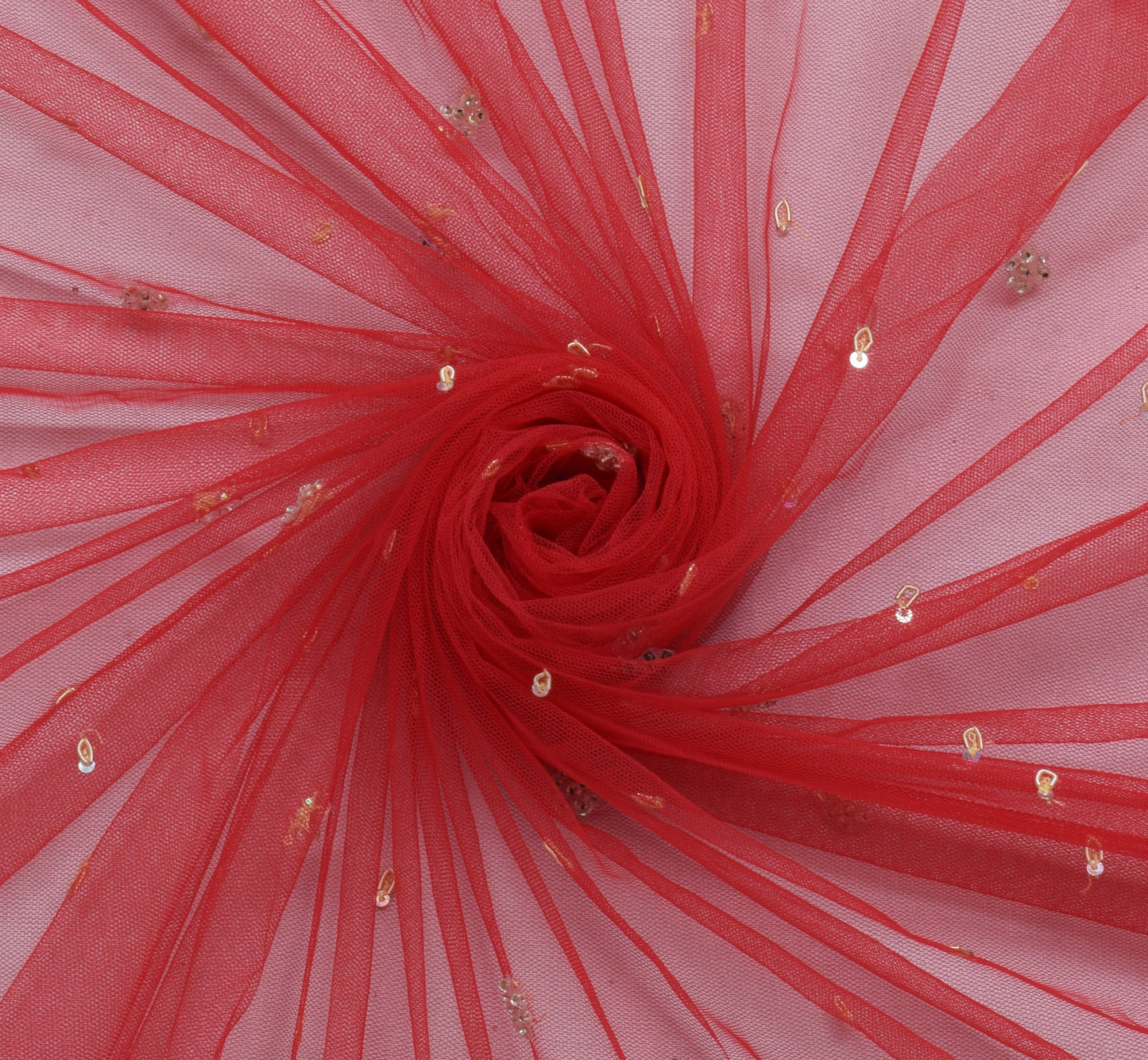 Sushila Vintage Red Dupatta Net Hand Beaded Zardozi Work Indian Long Stole Veil