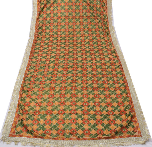 Sushila Vintage Brown Dupatta Blend Cotton Embroidered Phulkaari Long Stole