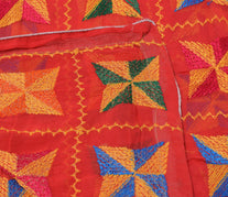 Sushila Vintage Red Dupatta Blend Chiffon Silk Embroidered Long Stole Scarves
