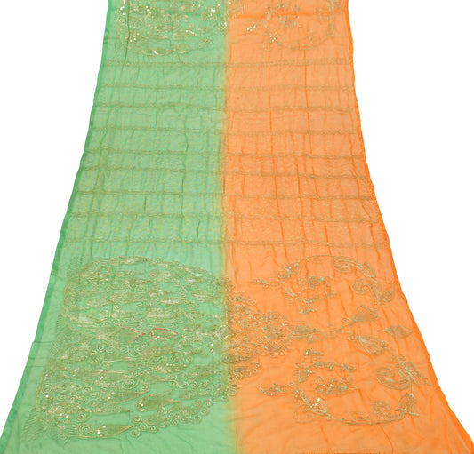 Sushila Vintage Green Dupatta Blend Chiffon Silk Embroidered Long Stole Scarves
