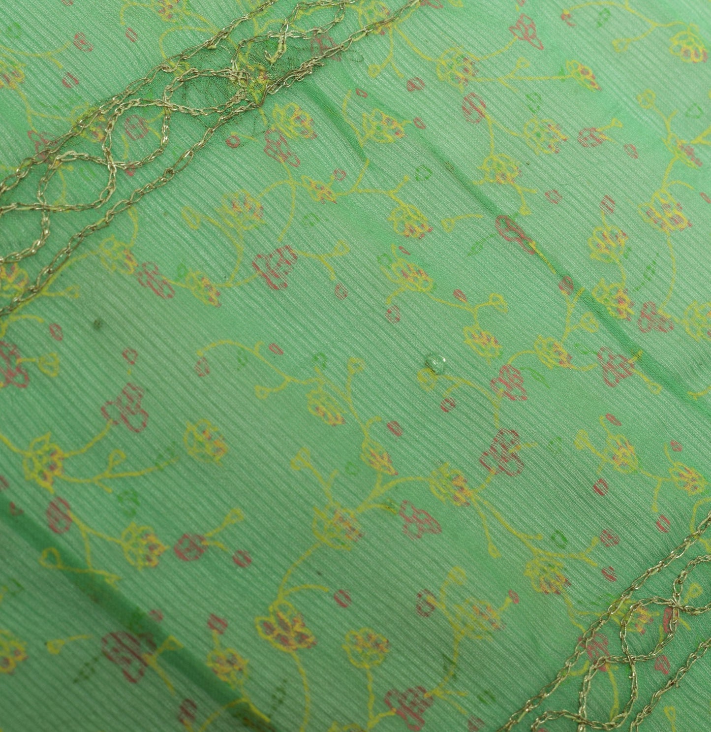 Sushila Vintage Green Dupatta Blend Chiffon Silk Embroidered Long Stole Scarves