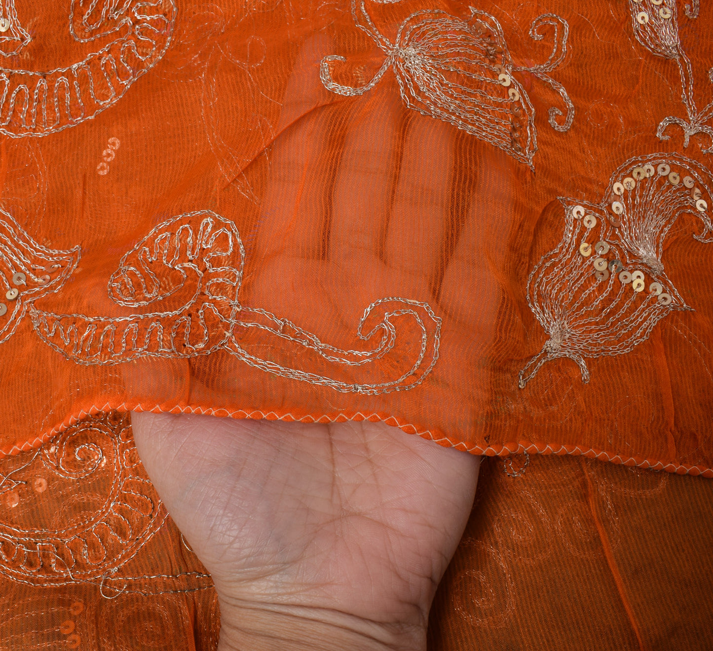 Sushila Vintage Green Dupatta Blend Chiffon Silk Embroidered Long Stole Scarves