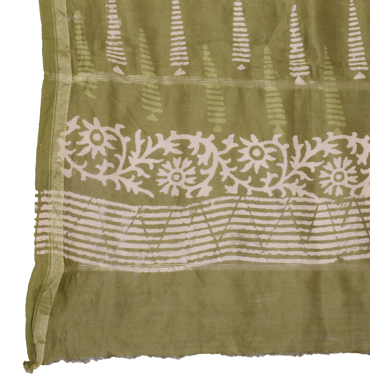 Sushila Vintage Indian Green Dupatta Pure Silk Printed Long Stole Wrap Scarves