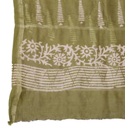 Sushila Vintage Indian Green Dupatta Pure Silk Printed Long Stole Wrap Scarves