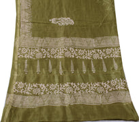 Sushila Vintage Indian Green Dupatta Pure Silk Printed Long Stole Wrap Scarves
