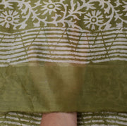 Sushila Vintage Indian Green Dupatta Pure Silk Printed Long Stole Wrap Scarves