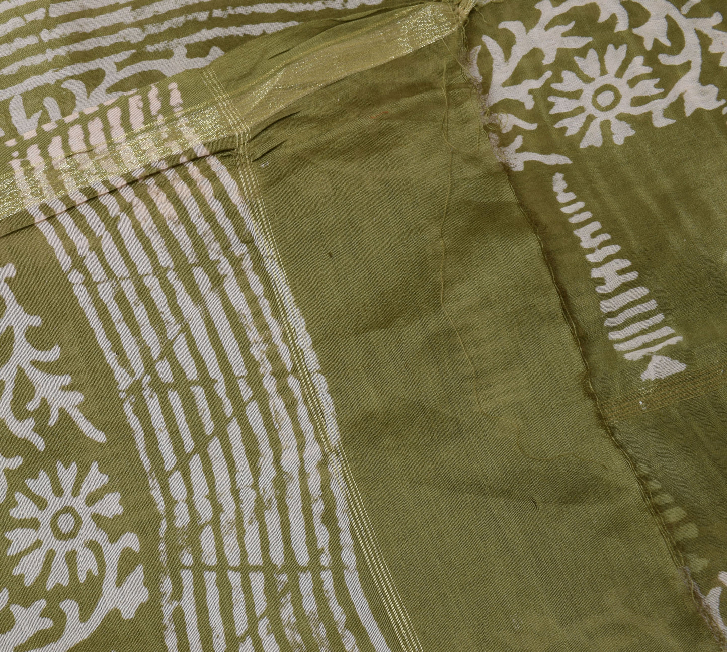 Sushila Vintage Indian Green Dupatta Pure Silk Printed Long Stole Wrap Scarves