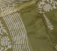 Sushila Vintage Indian Green Dupatta Pure Silk Printed Long Stole Wrap Scarves