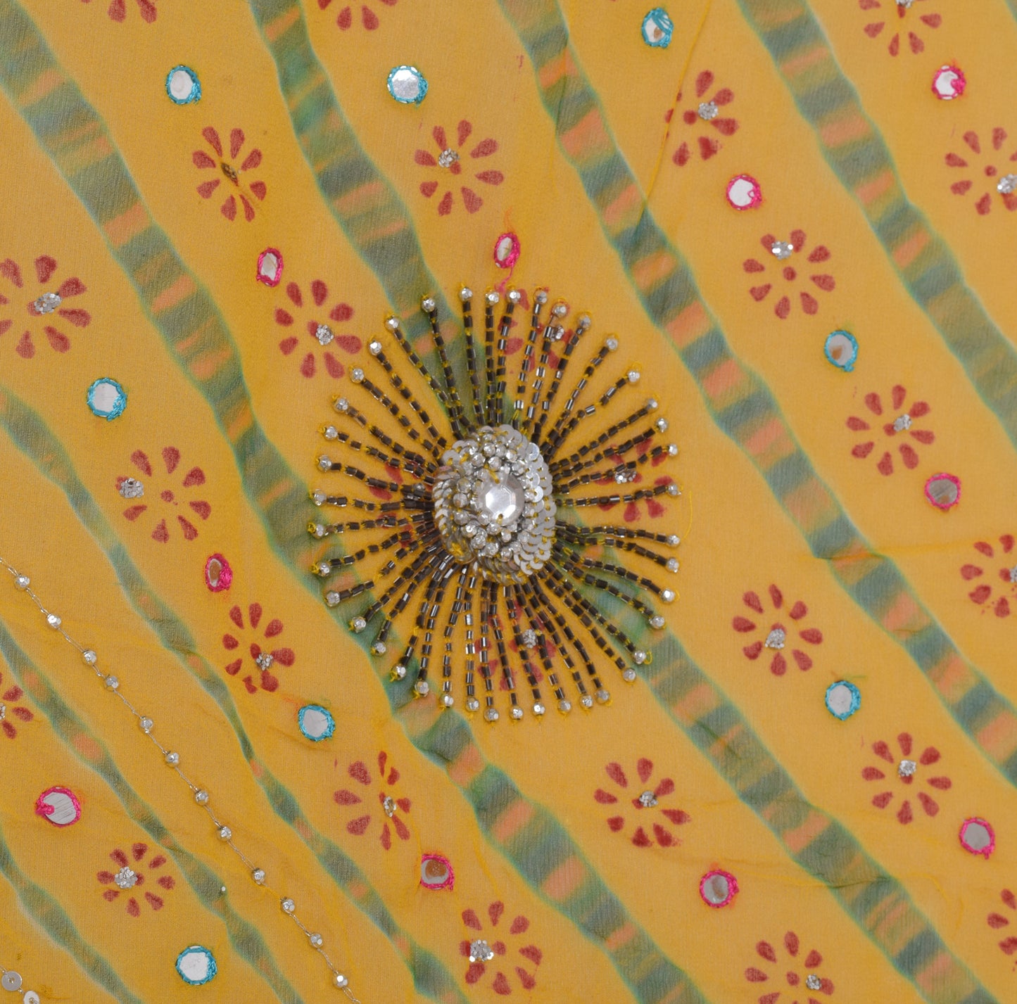 Sushila Vintage Yellow Dupatta Pure Georgette Silk Printed Long Stole Scarves