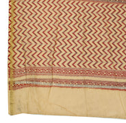 Sushila Vintage Cream Indian Dupatta Pure Cotton Printed Leheria Long Stole