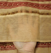 Sushila Vintage Cream Indian Dupatta Pure Cotton Printed Leheria Long Stole